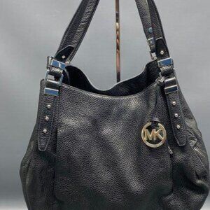 Michael Kors Black Pebbled Leather Divided Double Handle Handbag